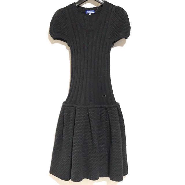 ロングセラー バーバリーブルーレーベル Burberry Blue Label ワンピース サイズ38 M レディース 美品 黒 ニット 半袖 ひざ丈 ラメ 人気満点 Arnabmobility Com