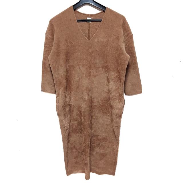国産 ロンハーマン Ron Herman ワンピース サイズs レディース ブラウン Vネック 七分袖 ロング 取寄品 Parjal Fr