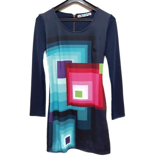 代引き手数料無料 デシグアル Desigual ワンピース サイズm レディース ネイビー マルチ 長袖 ひざ丈 Saleアイテム Www Endocenter Com Ua