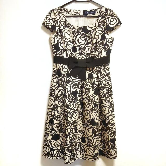 再再販 エムズグレイシー M S Gracy ワンピース サイズ38 M レディース 美品 アイボリー 黒 半袖 ロング 花柄 リボン 短納期 早者勝ち Farmerscentre Com Ng