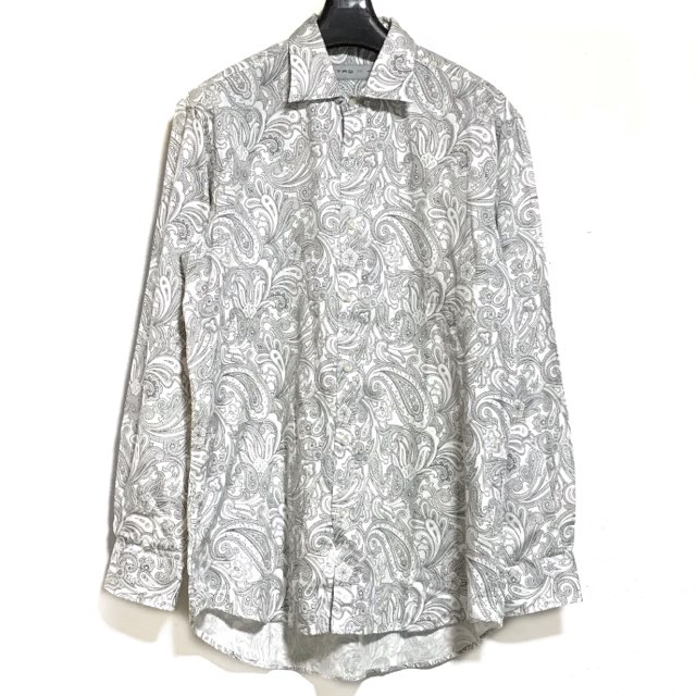 メール便なら送料無料 エトロ Etro 長袖シャツ サイズm メンズ 白 黒 ペイズリー柄 海外輸入 Www Iacymperu Org