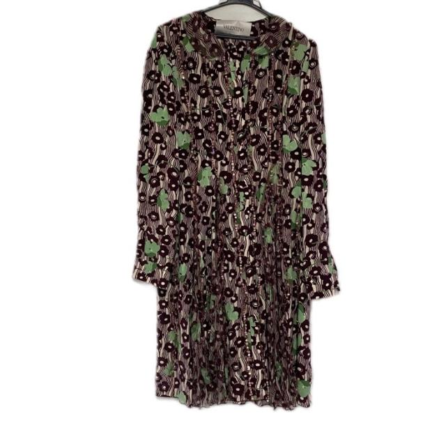 上品な Valentino バレンチノ ワンピース アイボリー ボルドー マルチ 中古 レディース L サイズ42 その他 ワンピース Creec Or Ug