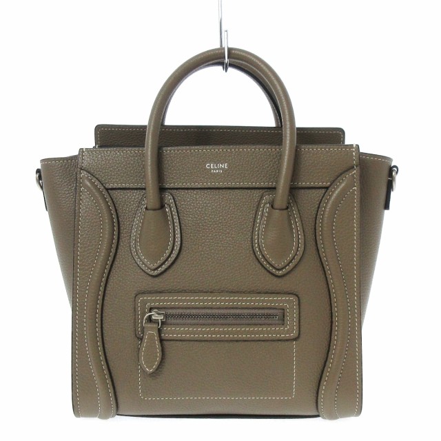 セリーヌ CELINE ハンドバッグ レディース 美品 ラゲージナノショッパー 189243DRU.09SO スリ(グレー) ドラムドカーフ 【中古】20220722