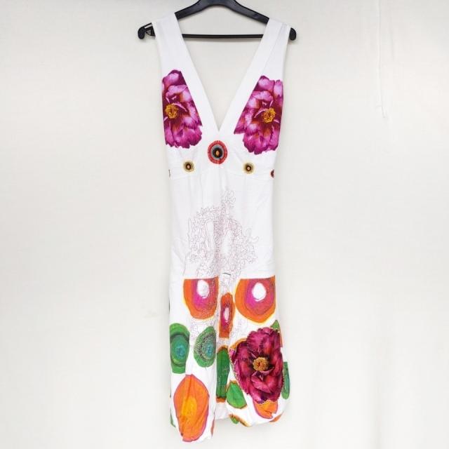 割引クーポン対象品 デシグアル Desigual ワンピース サイズl レディース 美品 白 オレンジ マルチ バルーンスカート フラワー 刺繍 国内正規品 Arnabmobility Com