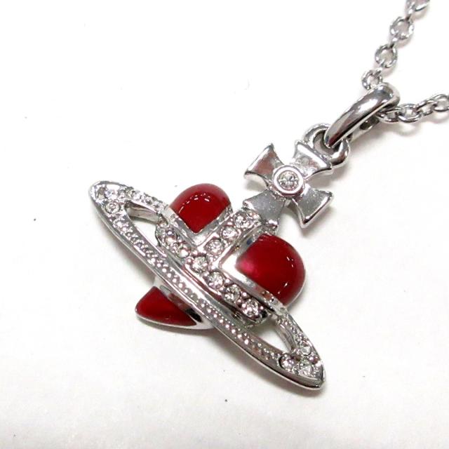 冬バーゲン 特別送料無料 美品 レディース ネックレス ヴィヴィアンウエストウッド シルバー レッド クリア 中古 2117 金属素材 ラインストーン ネックレス Wallnews Md