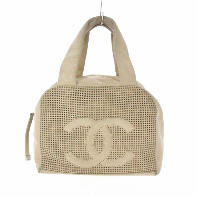 シャネル CHANEL ハンドバッグ レディース - ベージュ パンチング ソフトキャビアスキン【中古】20220406