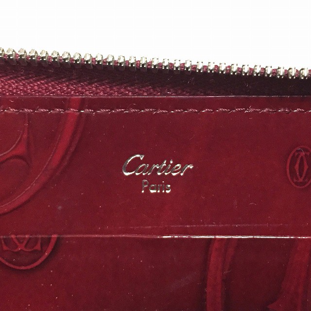 カルティエ Cartier 長財布 レディース ハッピーバースデー L3000483 ボルドー ラウンドファスナー エナメル（レザー）【中古