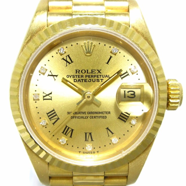 ロレックス ROLEX 腕時計 デイトジャスト 69178G レディース K18YG/10P旧型ダイヤ/38コマ/金無垢 ゴールド【中古】20220720