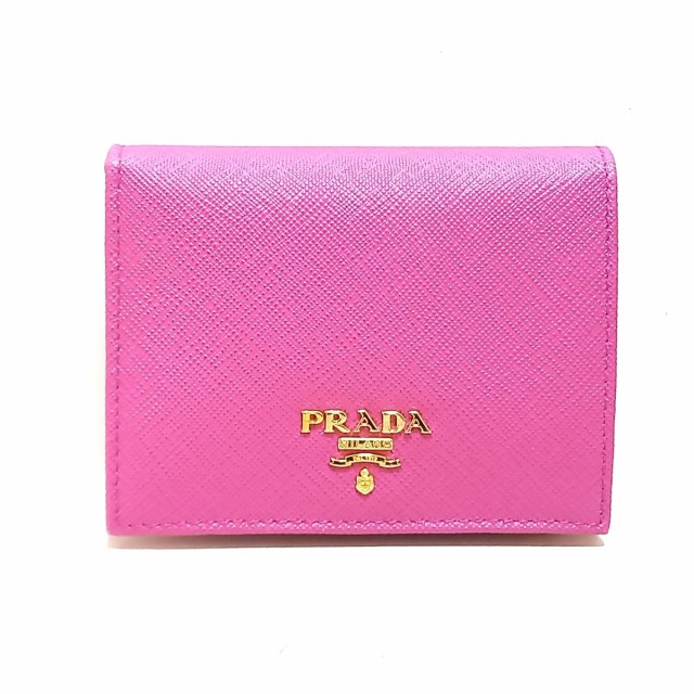 プラダ PRADA 2つ折り財布 レディース 美品 - 1MV204 ピンク