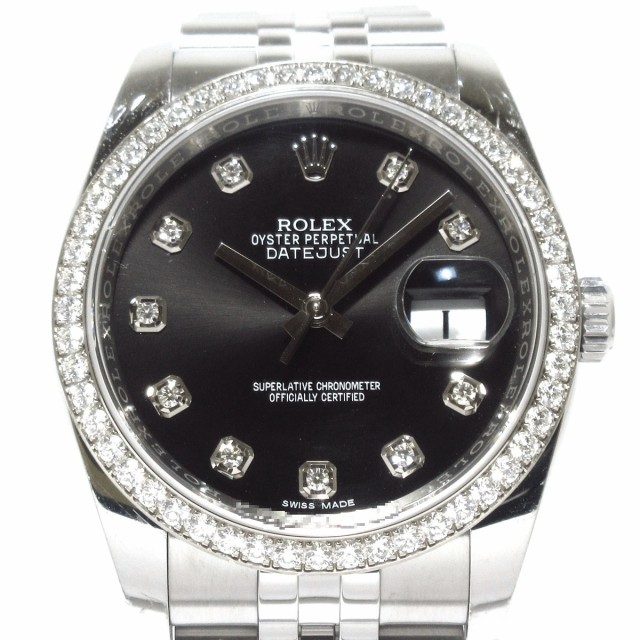 ロレックス ROLEX 腕時計 デイトジャスト 116244G メンズ 黒【中古】20220709