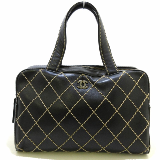 シャネル CHANEL ハンドバッグ レディース ワイルドステッチ A18121 黒 シルバー金具 ラムスキン【中古】20220416