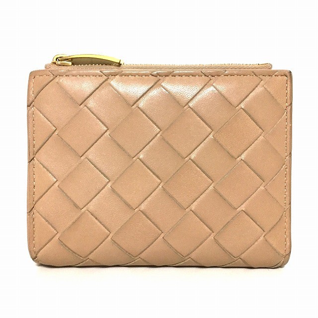 ボッテガヴェネタ BOTTEGA VENETA 2つ折り財布 レディース マキシイントレチャート S02047627P ベージュ レザー【】20220513