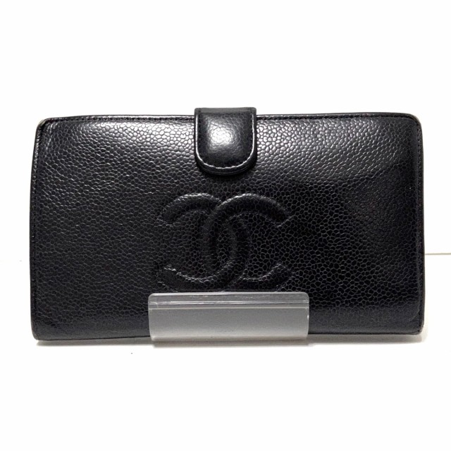シャネル CHANEL 長財布 レディース - 黒 ココマーク キャビアスキン 