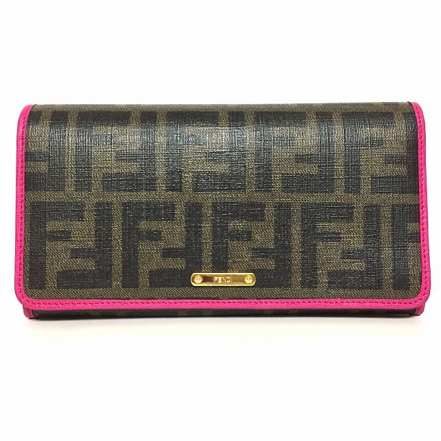 フェンディ FENDI 長財布 レディース ズッカ柄 8M0298 黒×ダーク