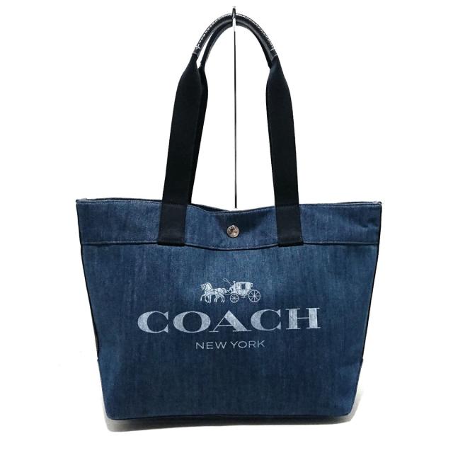 コーチ Coach トートバッグ レディース 美品 F ネイビー 白 デニム 中古 2603 Nanopartea Com Sg