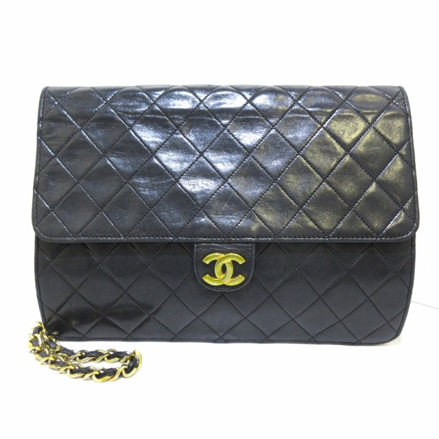 シャネル CHANEL ショルダーバッグ レディース シングルフラップマトラッセ A03570 黒 ラムスキン【中古】20220713