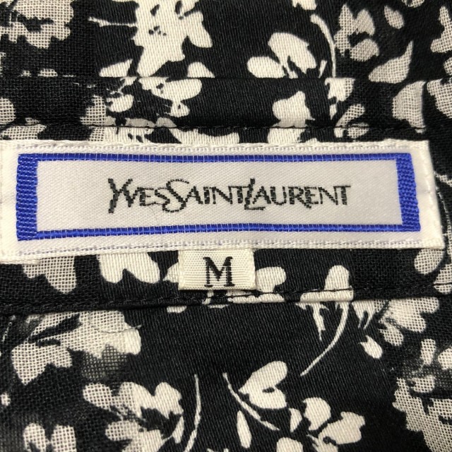 イヴサンローラン YvesSaintLaurent 長袖シャツブラウス サイズM レディース - 黒×白 花柄【中古】20220318の通販は