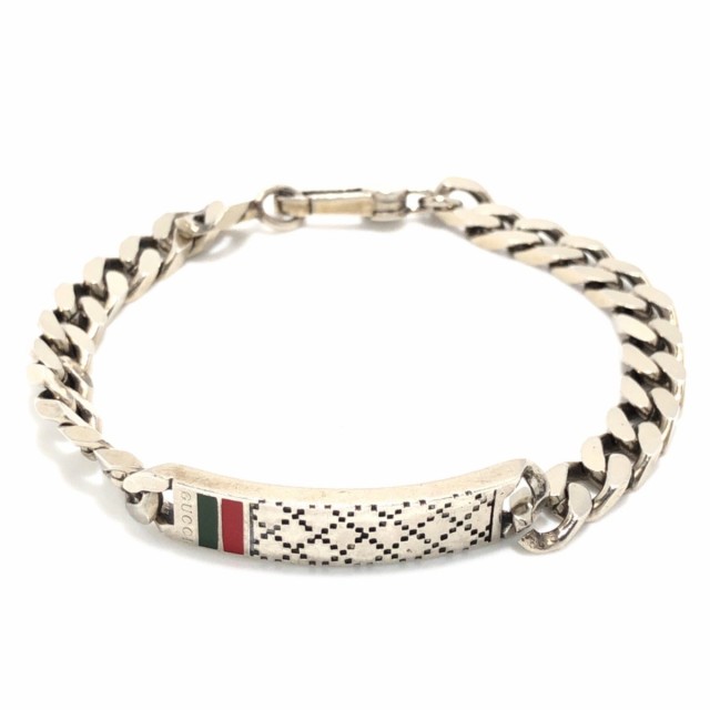 グッチ GUCCI ブレスレット レディース ディアマンティッシマ シルバー グリーン×レッド サイズ：19【中古】20220705