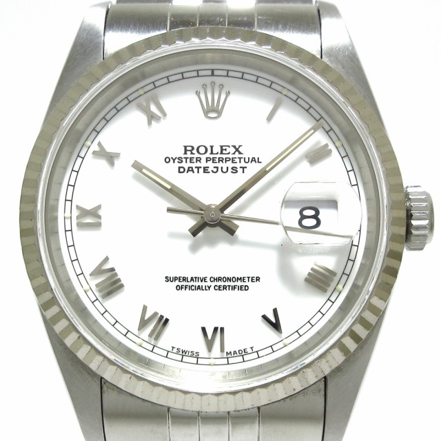 ロレックス ROLEX 腕時計 デイトジャスト 16234 ボーイズ SS×K18WG/スモールローマン/20コマ(2コマ落ち) 白【中古】20220622