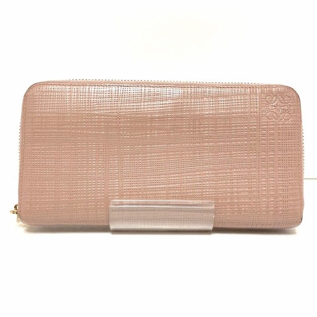 ロエベ LOEWE 長財布 レディース - ピンクベージュ×ゴールド レザー 