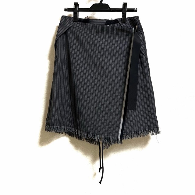 サカイ Sacai スカート サイズ2 M レディース 美品 - 黒×ライトグレー