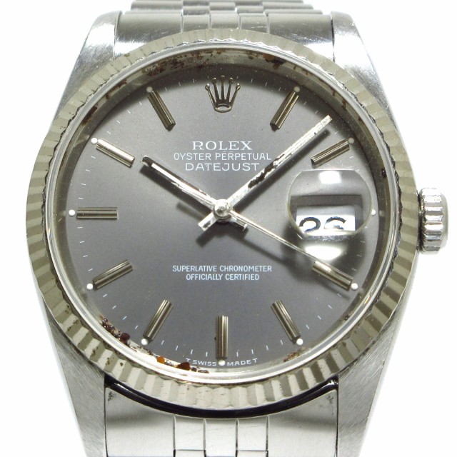 ロレックス ROLEX 腕時計 デイトジャスト 16234 メンズ K18WG×SS/21コマ グレー【中古】20220703