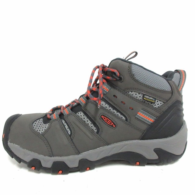 キーン KEEN ショートブーツ メンズ 美品 グレー×黒×オレンジ レザー×ナイロン【中古】20220707