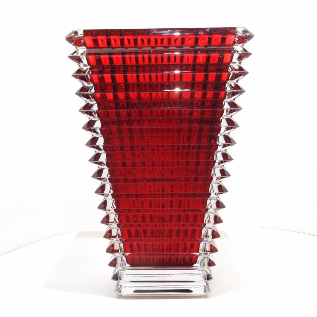 バカラ Baccarat 小物 レディース 美品 アイ ベース スクウェア L 2802302 レッド 花瓶 クリスタルガラス【中古】20220626