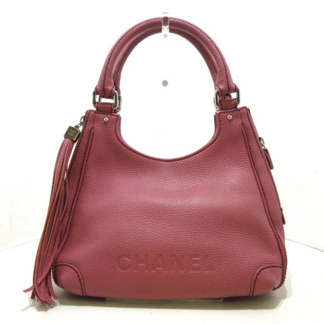 シャネル CHANEL ハンドバッグ レディース 美品 - A23055 ピンク シルバー金具/タッセル レザー【中古】20220607