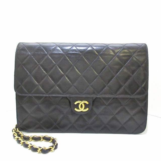 シャネル CHANEL ショルダーバッグ レディース シングルフラップマトラッセ A03570 黒 ラムスキン【中古】20220624