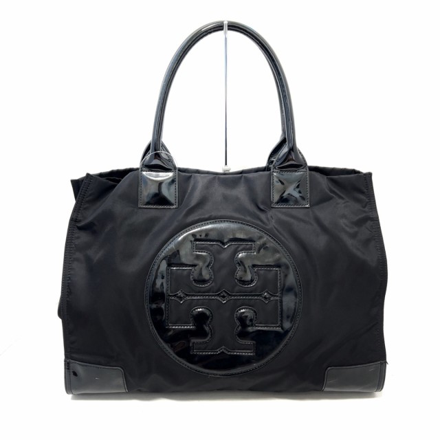 トリーバーチ TORY BURCH ハンドバッグ レディース - 黒 ナイロン×エナメル（レザー）【中古】20220708