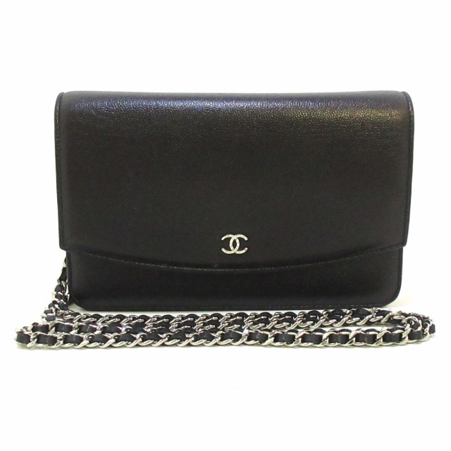 シャネル CHANEL 財布 レディース 美品 セブルガ A46316 黒 チェーンウォレット/シルバー金具 キャビアスキン【中古】20220719