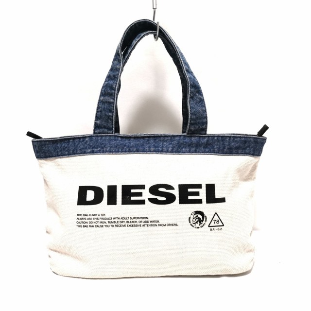 ディーゼル DIESEL ハンドバッグ レディース - アイボリー×ネイビー×黒 化学繊維×デニム【中古】20220707