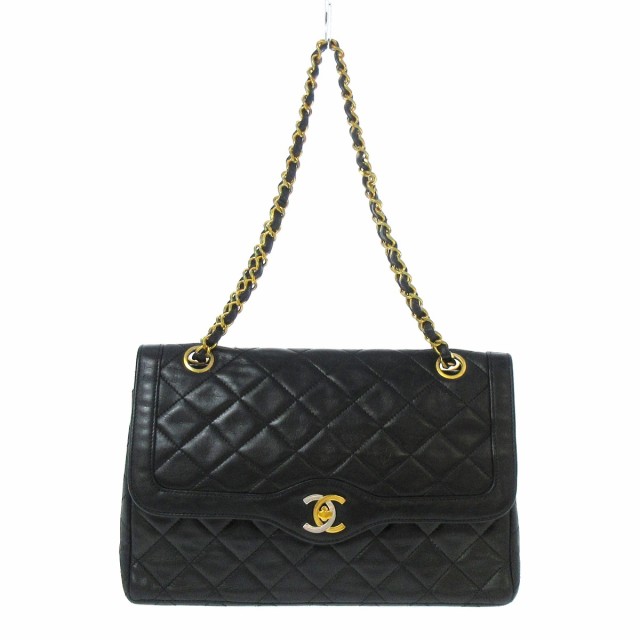 シャネル CHANEL ショルダーバッグ レディース パリ限定/マトラッセ 黒 ラムスキン【中古】20220722