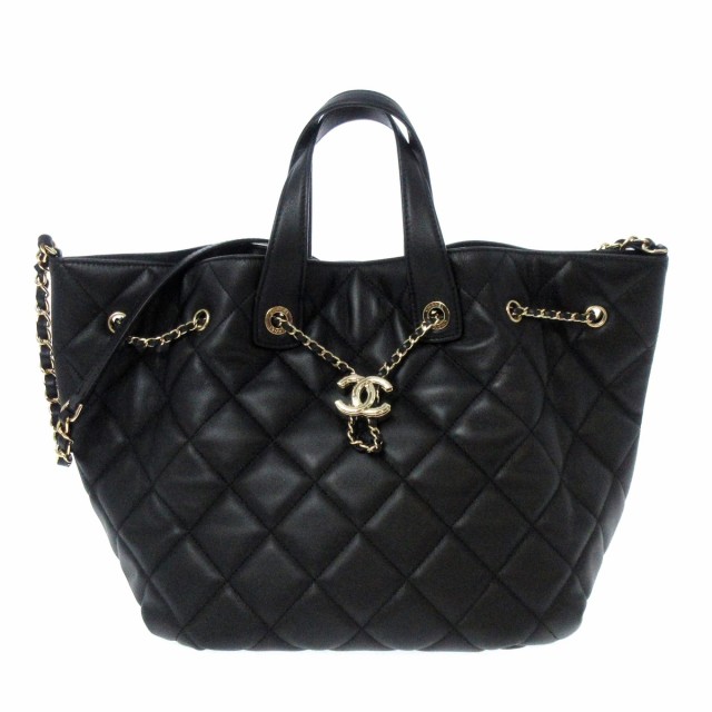 シャネル CHANEL ショルダーバッグ レディース マトラッセ AS1700 黒 巾着バッグ/2way/シルバー金具/チェーンショルダー【中古】20220723