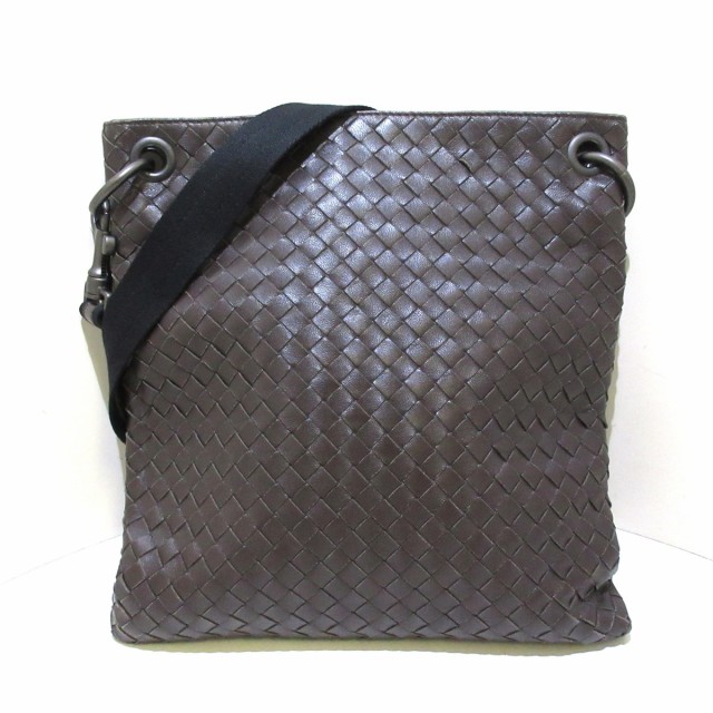 ボッテガヴェネタ BOTTEGA VENETA ショルダーバッグ レディース イントレチャート ダークブラウン レザー【中古】20220723