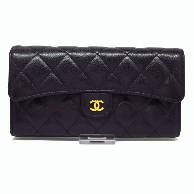 シャネル CHANEL 長財布 レディース マトラッセ 黒 ココマーク/ゴールド金具 キャビアスキン【中古】20220722