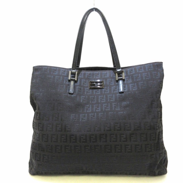 フェンディ FENDI トートバッグ レディース ズッキーノ柄 8BH133-JQ5 ダークブラウン×黒 ジャガード×レザー【中古】20220722