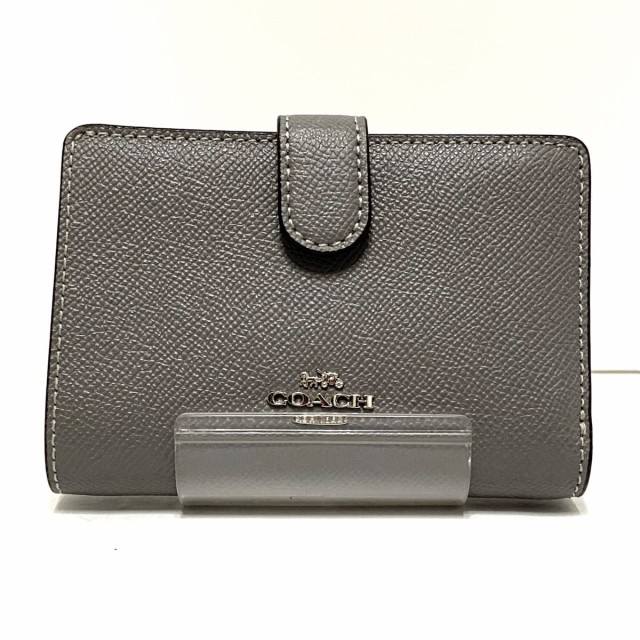 コーチ COACH 2つ折り財布 レディース 美品 - F11484 グレー レザー