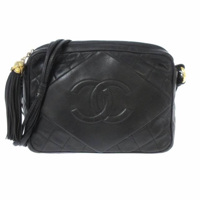 シャネル CHANEL ショルダーバッグ レディース マトラッセ 黒 タッセル/ゴールド金具 ラムスキン【中古】20220708