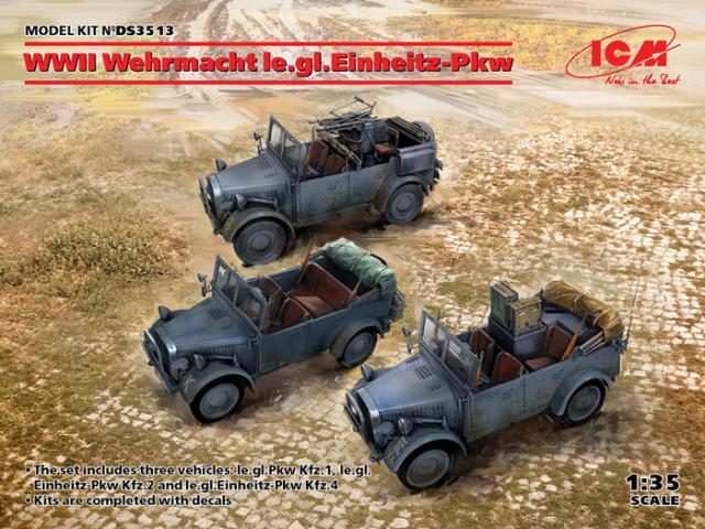国産 Icm 1 35 ドイツ国防軍 Le Gl Pkw Kfz 1 軽四輪駆動車セット Ds3513 プラモデル 返品種別b 最先端