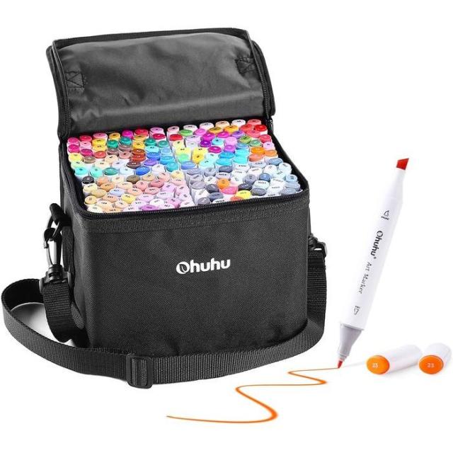 春夏新色 Ohuhu イラストマーカー 160色 ブレンダーペン付き アルコールマーカー 太細両端 油性 コミック用 マンガ用 手帳 落書き 塗り絵 キャリン 最安 Olsonesq Com