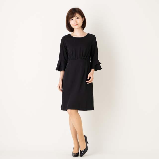 パーティードレス ワンピース ひざ丈 膝丈 結婚式 二次会 お呼ばれ 五分袖 七分袖 フリル お食事会 黒ｓサイズの通販はau Pay マーケット Asirity 商品ロットナンバー