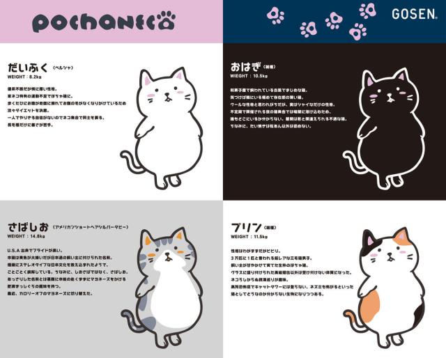 GOSEN NPT14 pochaneco ポケットからこんにちは 長袖 ぽちゃ猫シリーズ