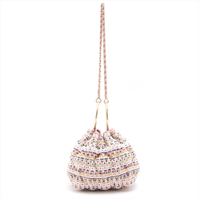 シャネル 正規認証品 新規格 バブルキルト ツイード チェーンショルダーバッグ ピンク