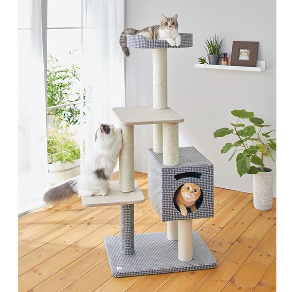 代引き手数料無料 ｓｉｐｐｏｌｅ トレイルタワー ステップ 高さ130cm 猫 キャットタワー シンプル カジュアル おしゃれ
