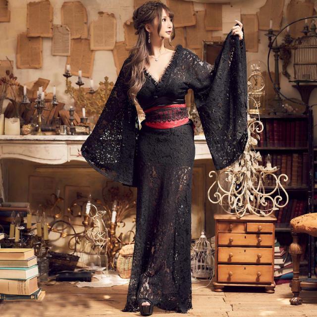 セール 花魁 コスプレ ロング 仮装 コスプレ 和服 着物 花魁 ドレス よさこい 衣装 着物 コスプレ 総レースワンピースタイプ豪華着物ロングドレ 最も優遇