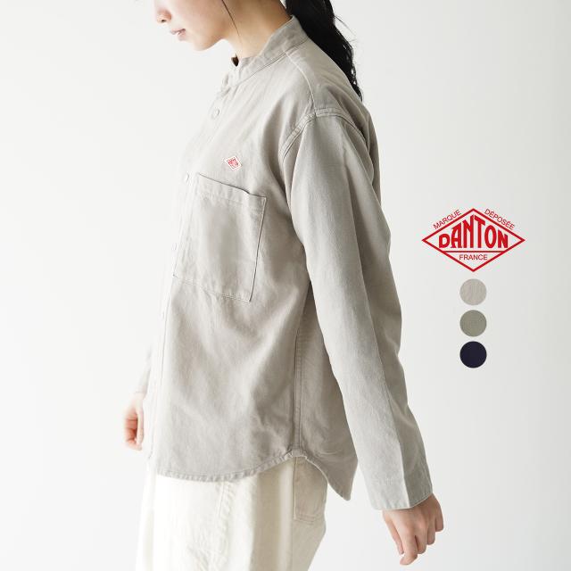 当店人気 送料無料 ダントン Danton バンドカラー シャンブレー 長袖シャツ Band Collar Shirt レディース
