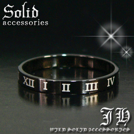 ローマ数字 ペアでも人気 高級ステンレスリング 登場 色 ブラック指輪 Cosr3 9号 新作 服 春 春服 春物