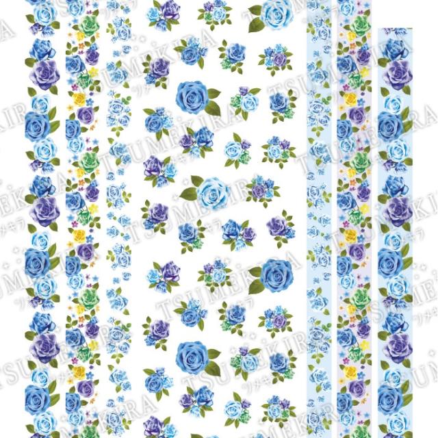 ツメキラ フラワーテープ バラの花がラインシールに 爽やかな